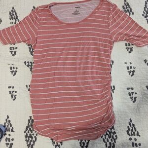 Sonoma Coral and White Striped Maternity Top